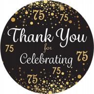 chic black and gold 75th birthday thank you stickers - 40 labels - free shipping logo