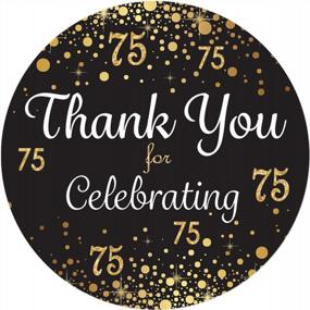 img 4 attached to Chic Black And Gold 75Th Birthday Thank You Stickers - 40 Labels - Free Shipping