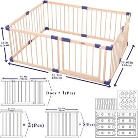 img 2 attached to 👶 Safe and Secure Baby Playpen: Kids Fence with Built-In Safety Gate, Anti-Drop Function, Activity Play Center, Indoor Outdoor Wooden Play Yard