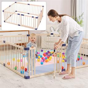 img 4 attached to 👶 Safe and Secure Baby Playpen: Kids Fence with Built-In Safety Gate, Anti-Drop Function, Activity Play Center, Indoor Outdoor Wooden Play Yard