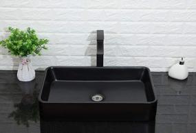 img 3 attached to Lordear 24X14 "черный прямоугольный умывальник для ванной комнаты - современный над прилавком фарфоровая керамическая художественная раковина для туалетного столика