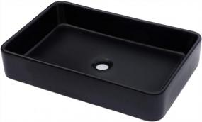 img 1 attached to Lordear 24X14 "черный прямоугольный умывальник для ванной комнаты - современный над прилавком фарфоровая керамическая художественная раковина для туалетного столика