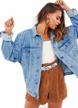 woman's fashion statement: get the classic look with oversized vintage washed jean jacket logo