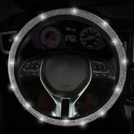 💎 bling crystal rhinestone steering wheel cover: sparkling 14.2-15.3 inch car wheel accessories for women & girl логотип