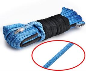 img 2 attached to 🔵 Blue Synthetic Winch Rope Cable Replacement for ATV, SUV, and Car Recovery - 50'x1/4", Lightweight and Durable, 6400lbs Capacity