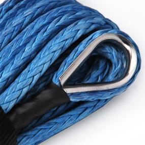 img 1 attached to 🔵 Blue Synthetic Winch Rope Cable Replacement for ATV, SUV, and Car Recovery - 50'x1/4", Lightweight and Durable, 6400lbs Capacity