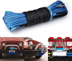 img 3 attached to 🔵 Blue Synthetic Winch Rope Cable Replacement for ATV, SUV, and Car Recovery - 50'x1/4", Lightweight and Durable, 6400lbs Capacity