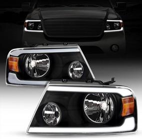 img 4 attached to SEALIGHT LED Headlights With DRL And Amber Reflector Fit For 2004-2008 F150, Black Housing Clear Lens Pair For Better Visibility And Safety