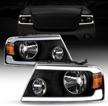 sealight led headlights with drl and amber reflector fit for 2004-2008 f150, black housing clear lens pair for better visibility and safety logo