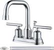 contemporary chrome bathroom faucet with lift rod drain stopper and high arc brass: 4 inch centerset 2-handle lavatory sink faucet for commercial or residential use logo