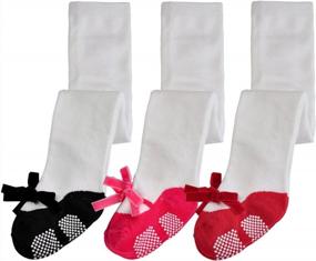 img 3 attached to Pack Of 3 Non-Skid Cotton Mary Jane Tights For Baby Girls By Epeius