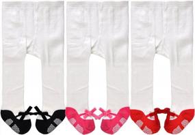 img 4 attached to Pack Of 3 Non-Skid Cotton Mary Jane Tights For Baby Girls By Epeius