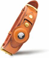 airtag smart dog collar: genuine leather, apple airtag compatible, gps tracking, adventurous dogs, l (brown) logo