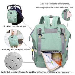 img 2 attached to Versatile Green Diaper Bag Backpack for Baby Boy and Girl – Stylish Mommy Bag with Ample Storage Space