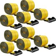 🚚 10-pack vevor winch straps - 4"x30' flat hook truck tie downs with 15400lbs load capacity - high-quality flatbed strap cargo control for trucks, trailers, flatbeds, farms, rescues, tree saver - vibrant yellow logo