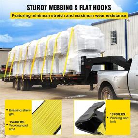 img 3 attached to 🚚 10-Pack VEVOR Winch Straps - 4"x30' Flat Hook Truck Tie Downs with 15400lbs Load Capacity - High-Quality Flatbed Strap Cargo Control for Trucks, Trailers, Flatbeds, Farms, Rescues, Tree Saver - Vibrant Yellow