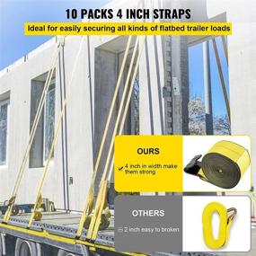 img 2 attached to 🚚 10-Pack VEVOR Winch Straps - 4"x30' Flat Hook Truck Tie Downs with 15400lbs Load Capacity - High-Quality Flatbed Strap Cargo Control for Trucks, Trailers, Flatbeds, Farms, Rescues, Tree Saver - Vibrant Yellow