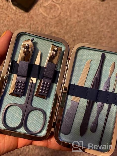 img 1 attached to 7-In-1 Stainless Steel Men'S Nail Clipper Set - BOMPOW Manicure Gift Kit With Blue Non-Slip Grip For Elite Nail Grooming review by Sean Chambers