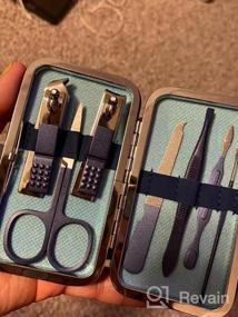 img 5 attached to 7-In-1 Stainless Steel Men'S Nail Clipper Set - BOMPOW Manicure Gift Kit With Blue Non-Slip Grip For Elite Nail Grooming