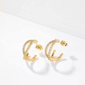 img 1 attached to Fettero Gold Huggie Hoop Earrings For Women: Hypoallergenic, Beaded/Circle/Spike/Snake/Heart/Lightning/CZ Designs In Gold Plating