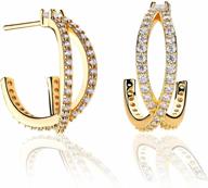 fettero gold huggie hoop earrings for women: hypoallergenic, beaded/circle/spike/snake/heart/lightning/cz designs in gold plating logo