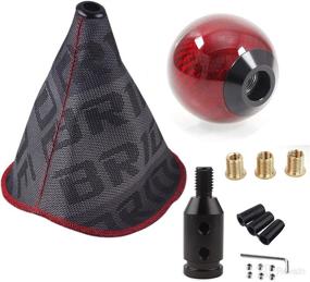 img 1 attached to Universal Shift Boot Cover with Weighted Carbon Fiber Round Ball Shift Knob - Style 4