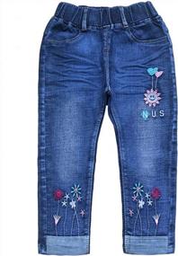 img 2 attached to Embroidered Super Stretchy Denim Leggings For Little & Big Girls: Peacolate Jeans, Ages 2-10