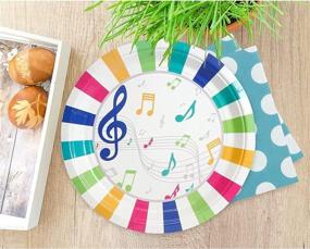 img 2 attached to 🎶 80-Count Disposable Music Party Plates for Appetizer, Lunch, Dinner, and Dessert - Kids Birthday Supplies - 9 Inches in Diameter