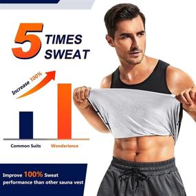img 3 attached to Wonderience Sauna Suit For Men Waist Trainer Heat Trapping Shirt Sweat Body Shaper Vest For Workout Sports