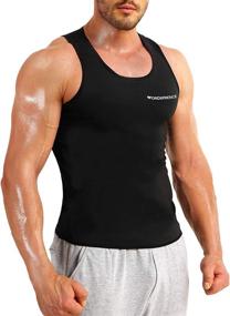img 4 attached to Wonderience Sauna Suit For Men Waist Trainer Heat Trapping Shirt Sweat Body Shaper Vest For Workout Sports