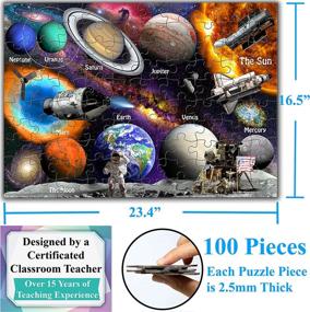 img 3 attached to Think2Master Solar System & Space Exploration 100 Piece Jigsaw Puzzle For Kids Ages 4-8 | Educational Toy To Stimulate Learning | Great Gift Idea For Boys & Girls. Size: 23.4” X 16.5”
