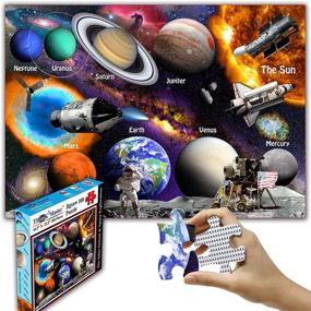 img 4 attached to Think2Master Солнечная система и исследование космоса Пазл из 100 деталей для детей 4–8 лет | Образовательная игрушка для стимулирования обучения | Отличная идея подарка для мальчиков и девочек. Размер: 23,4 "х 16,5"