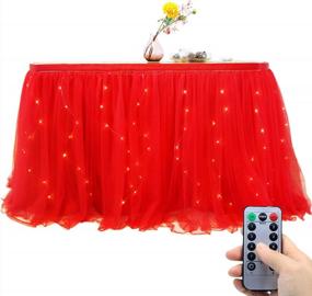 img 4 attached to Add Elegance To Your Event With OakHaomie'S 10Ft Tulle Tutu Table Skirt And String Lights In Red- Perfect For Parties, Weddings, And Home Decoration!