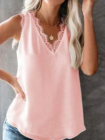 img 2 attached to Women'S Lace V-Neck Tank Top Summer Loose Sleeveless Blouse Shirt