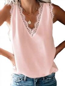 img 4 attached to Women'S Lace V-Neck Tank Top Summer Loose Sleeveless Blouse Shirt