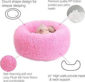 img 3 attached to Comforting Calming Dog Bed & Cat Beds: Anti-Anxiety Donut Cuddler for Small Medium Dogs and Cats, Fluffy Faux Fur Plush, Washable, Indoor Sleeping