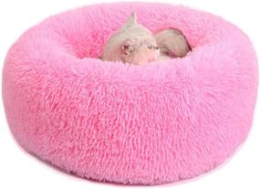 img 4 attached to Comforting Calming Dog Bed & Cat Beds: Anti-Anxiety Donut Cuddler for Small Medium Dogs and Cats, Fluffy Faux Fur Plush, Washable, Indoor Sleeping