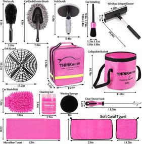 img 3 attached to 🚗 23-Piece Pink Car Cleaning Kit with Buckets & Grit Trap - Complete Supplies for Interior & Exterior Car Wash, Detailing, and Cleaning