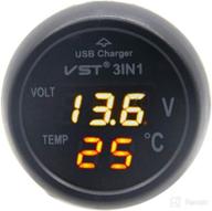 🔌 12v-24v universal red cigarette lighter car usb port charger with digital led display: rkurck voltmeter thermometer auto gauge battery voltage tester temperature monitor meter logo