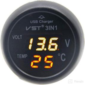 img 4 attached to 🔌 12V-24V Universal Red Cigarette Lighter Car USB Port Charger with Digital LED Display: RKURCK Voltmeter Thermometer Auto Gauge Battery Voltage Tester Temperature Monitor Meter