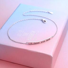 img 1 attached to S925 Sterling Silver Adjustable Anklet: Perfect Mama Jewelry Gift For Mother'S Day, Mom'S Birthday - Express Your Love With 'I Love You Mom' Ankle Foot Bracelet