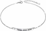 s925 sterling silver adjustable anklet: perfect mama jewelry gift for mother's day, mom's birthday - express your love with 'i love you mom' ankle foot bracelet logo
