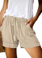 women's summer casual shorts with pockets - roskiki elastic waist comfy pure color логотип