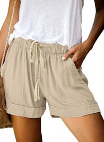 img 4 attached to Women'S Summer Casual Shorts With Pockets - ROSKIKI Elastic Waist Comfy Pure Color