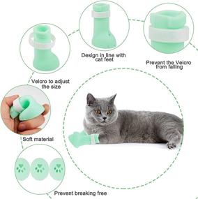 img 2 attached to 🐾 Adjustable Rubber Cat Paw Covers - JAKI Cat Anti-Scratch Shoes for Cats, Protecting Cat Feet of Various Sizes, Ideal for Cats' Bathing, Shaving, and Family Time