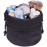 large waterproof barrel makeup bag with drawstring closure - perfect travel toiletry organizer for women and girls logo