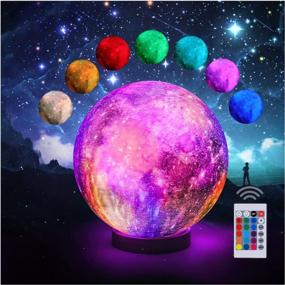 img 4 attached to 3D Galaxy Ball Moon Lamp - 16 Colors Moonlight Globe Luna Night Light With Stand Remote & Touch Control Night Light Bedroom Decor For Kids Girls Boys Women Gifts (Moon-2)
