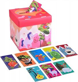 img 4 attached to Spread Love With These Adorable Animal Pattern Valentine Cards & Mailbox Set For Kids!