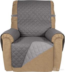 img 4 attached to 🛋️ Water-Resistant Reversible Quilted Recliner Sofa Cover - Slipcover Furniture Protector for Kids, Dogs, Pets - Washable, Elastic Straps - Recliner Size - Gray/Light Gray