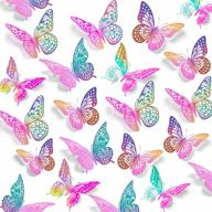 72 removable 3d butterfly wall stickers in 3 styles and 3 sizes - laser pinkpurple metallic room decoration for kids bedroom, nursery, classroom, party, wedding - diy gift option логотип